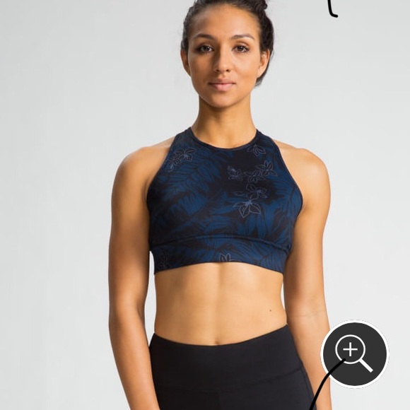 Idealfit High Neck Strappy Blue Sports Bra CropTop - Picture 2 of 6